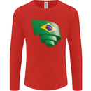 Curled Brazil Flag Brazilian Day Football Mens Long Sleeve T-Shirt Red