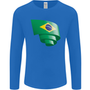 Curled Brazil Flag Brazilian Day Football Mens Long Sleeve T-Shirt Royal Blue