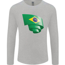 Curled Brazil Flag Brazilian Day Football Mens Long Sleeve T-Shirt Sports Grey