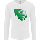 Curled Brazil Flag Brazilian Day Football Mens Long Sleeve T-Shirt White