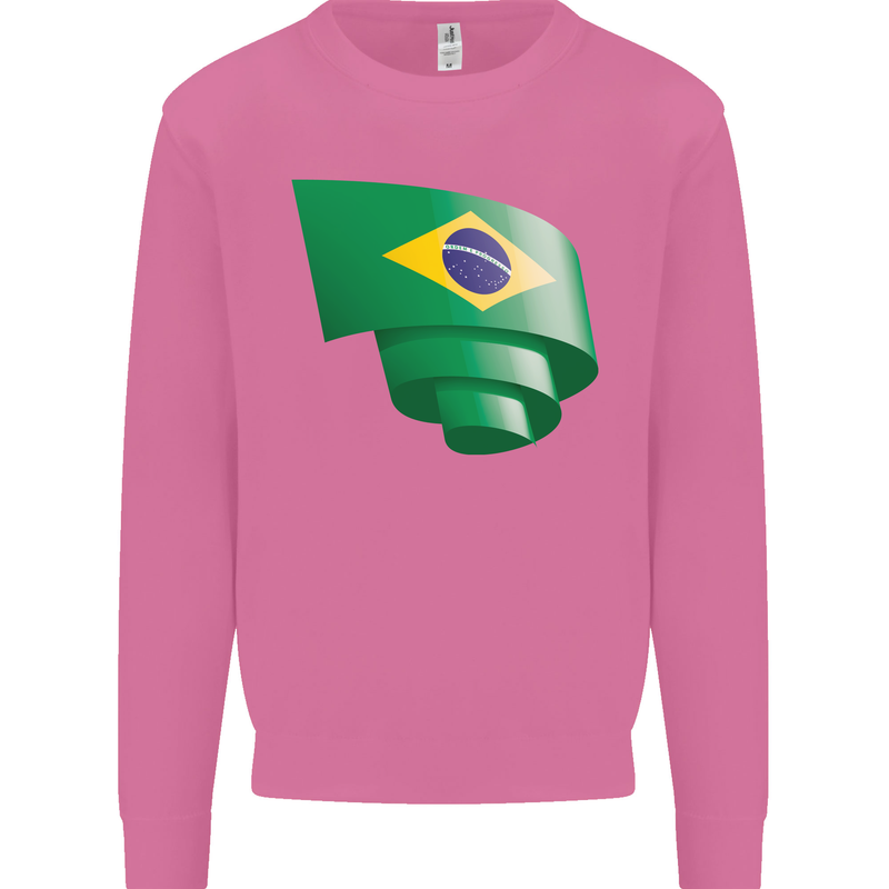 Curled Brazil Flag Brazilian Day Football Mens Sweatshirt Jumper Azalea