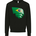 Curled Brazil Flag Brazilian Day Football Mens Sweatshirt Jumper Black