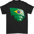 Curled Brazil Flag Brazilian Day Football Mens T-Shirt 100% Cotton Black