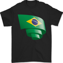 Curled Brazil Flag Brazilian Day Football Mens T-Shirt 100% Cotton Black