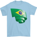 Curled Brazil Flag Brazilian Day Football Mens T-Shirt 100% Cotton Light Blue
