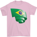 Curled Brazil Flag Brazilian Day Football Mens T-Shirt 100% Cotton Light Pink