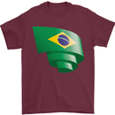 Curled Brazil Flag Brazilian Day Football Mens T-Shirt 100% Cotton Maroon