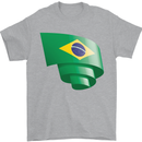 Curled Brazil Flag Brazilian Day Football Mens T-Shirt 100% Cotton Sports Grey