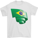 Curled Brazil Flag Brazilian Day Football Mens T-Shirt 100% Cotton White
