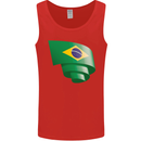 Curled Brazil Flag Brazilian Day Football Mens Vest Tank Top Red