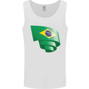 Curled Brazil Flag Brazilian Day Football Mens Vest Tank Top White