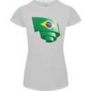 Curled Brazil Flag Brazilian Day Football Womens Petite Cut T-Shirt Sports Grey