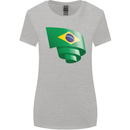 Curled Brazil Flag Brazilian Day Football Womens Wider Cut T-Shirt Sports Grey