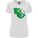 Curled Brazil Flag Brazilian Day Football Womens Wider Cut T-Shirt White