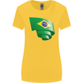Curled Brazil Flag Brazilian Day Football Womens Wider Cut T-Shirt Yellow