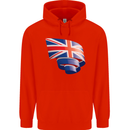 Curled British Flag Union Jack Britain Childrens Kids Hoodie Bright Red