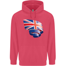 Curled British Flag Union Jack Britain Childrens Kids Hoodie Heliconia