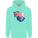 Curled British Flag Union Jack Britain Childrens Kids Hoodie Peppermint