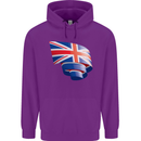 Curled British Flag Union Jack Britain Childrens Kids Hoodie Purple