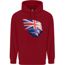 Curled British Flag Union Jack Britain Childrens Kids Hoodie Red