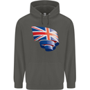 Curled British Flag Union Jack Britain Childrens Kids Hoodie Storm Grey