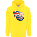 Curled British Flag Union Jack Britain Childrens Kids Hoodie Yellow