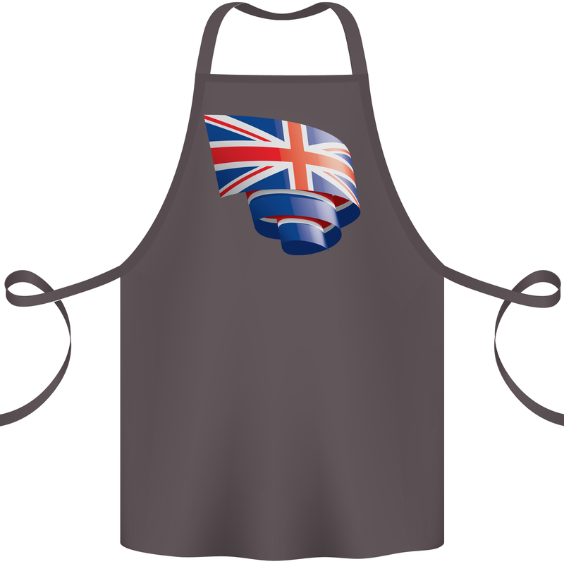 Curled British Flag Union Jack Britain Cotton Apron 100% Organic Dark Grey