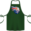 Curled British Flag Union Jack Britain Cotton Apron 100% Organic Forest Green