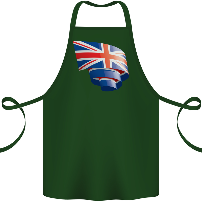 Curled British Flag Union Jack Britain Cotton Apron 100% Organic Forest Green
