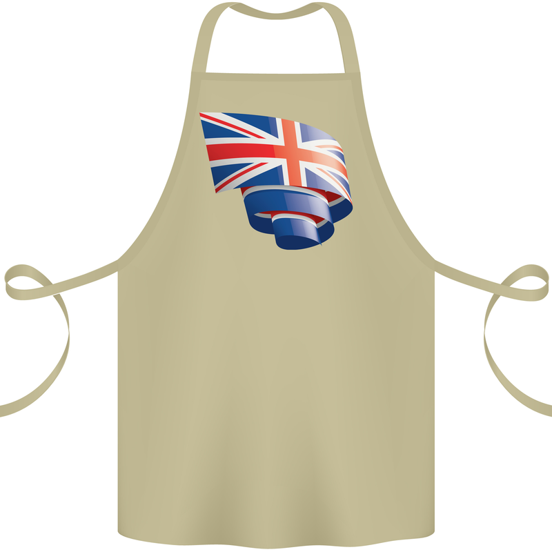 Curled British Flag Union Jack Britain Cotton Apron 100% Organic Khaki