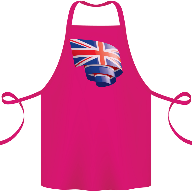 Curled British Flag Union Jack Britain Cotton Apron 100% Organic Pink