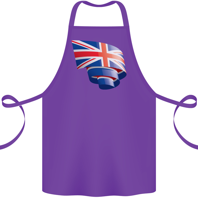 Curled British Flag Union Jack Britain Cotton Apron 100% Organic Purple