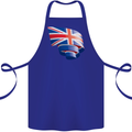 Curled British Flag Union Jack Britain Cotton Apron 100% Organic Royal Blue