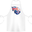 Curled British Flag Union Jack Britain Cotton Apron 100% Organic White