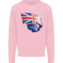 Curled British Flag Union Jack Britain Kids Sweatshirt Jumper Light Pink