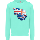 Curled British Flag Union Jack Britain Kids Sweatshirt Jumper Peppermint