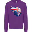 Curled British Flag Union Jack Britain Kids Sweatshirt Jumper Purple