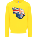Curled British Flag Union Jack Britain Kids Sweatshirt Jumper Yellow