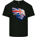 Curled British Flag Union Jack Britain Kids T-Shirt Childrens Black