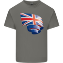 Curled British Flag Union Jack Britain Kids T-Shirt Childrens Charcoal