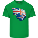 Curled British Flag Union Jack Britain Kids T-Shirt Childrens Irish Green