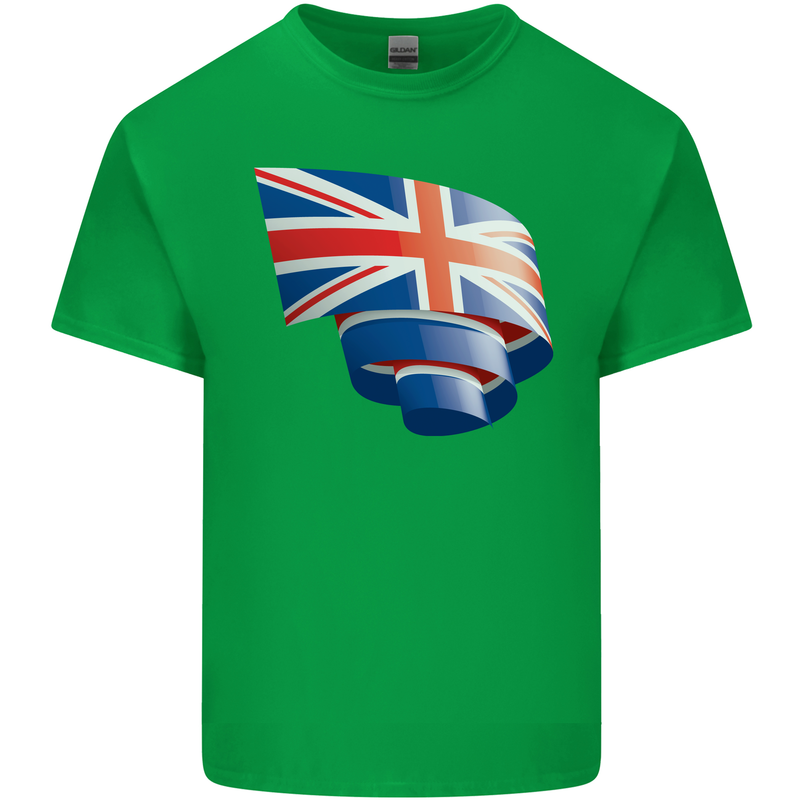 Curled British Flag Union Jack Britain Kids T-Shirt Childrens Irish Green