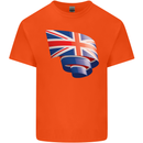 Curled British Flag Union Jack Britain Kids T-Shirt Childrens Orange