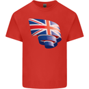 Curled British Flag Union Jack Britain Kids T-Shirt Childrens Red