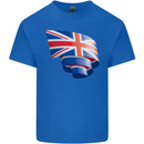 Curled British Flag Union Jack Britain Kids T-Shirt Childrens Royal Blue