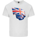 Curled British Flag Union Jack Britain Kids T-Shirt Childrens White