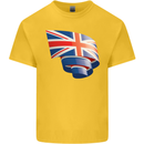 Curled British Flag Union Jack Britain Kids T-Shirt Childrens Yellow