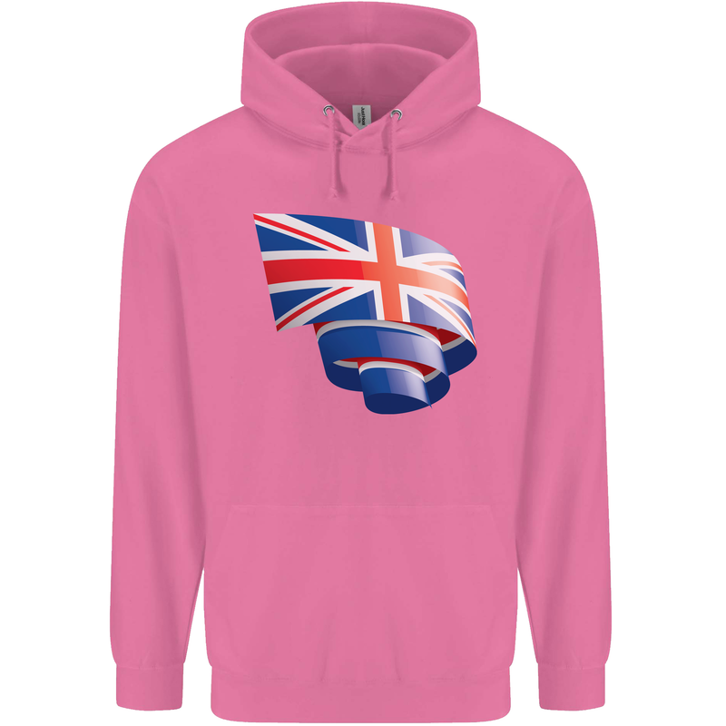 Curled British Flag Union Jack Britain Mens 80% Cotton Hoodie Azelea