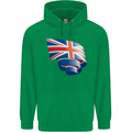 Curled British Flag Union Jack Britain Mens 80% Cotton Hoodie Irish Green