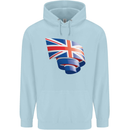 Curled British Flag Union Jack Britain Mens 80% Cotton Hoodie Light Blue